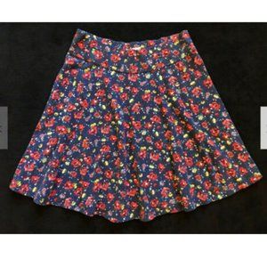Hollister Blue Floral Flare Skater A Line Skirt S